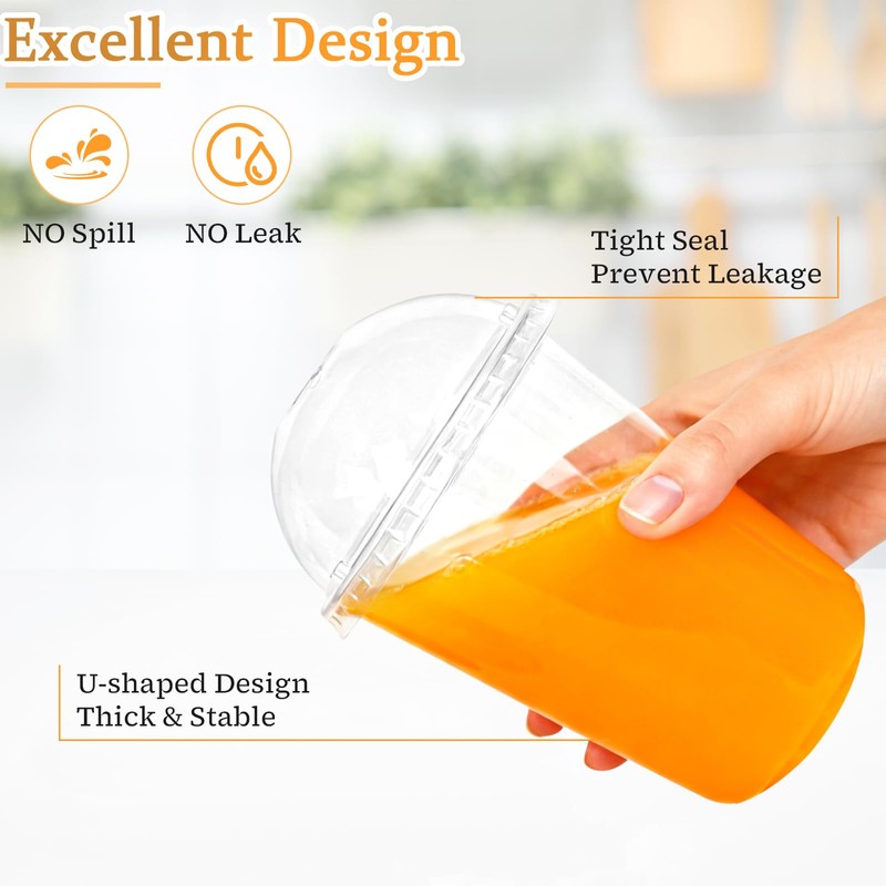 50 Sets Clear Plastic Cups with Dome Lids and Straws,