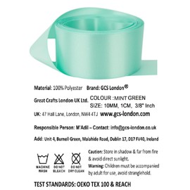 gcs 25 Yards / 23 Meters Of Satin Ribbon 10mm In Multiple Colours Satin Ribbon Tying Gift Ribbon Wedding Trimming Crafts Apron Deco. Many Colours (Mint Green)