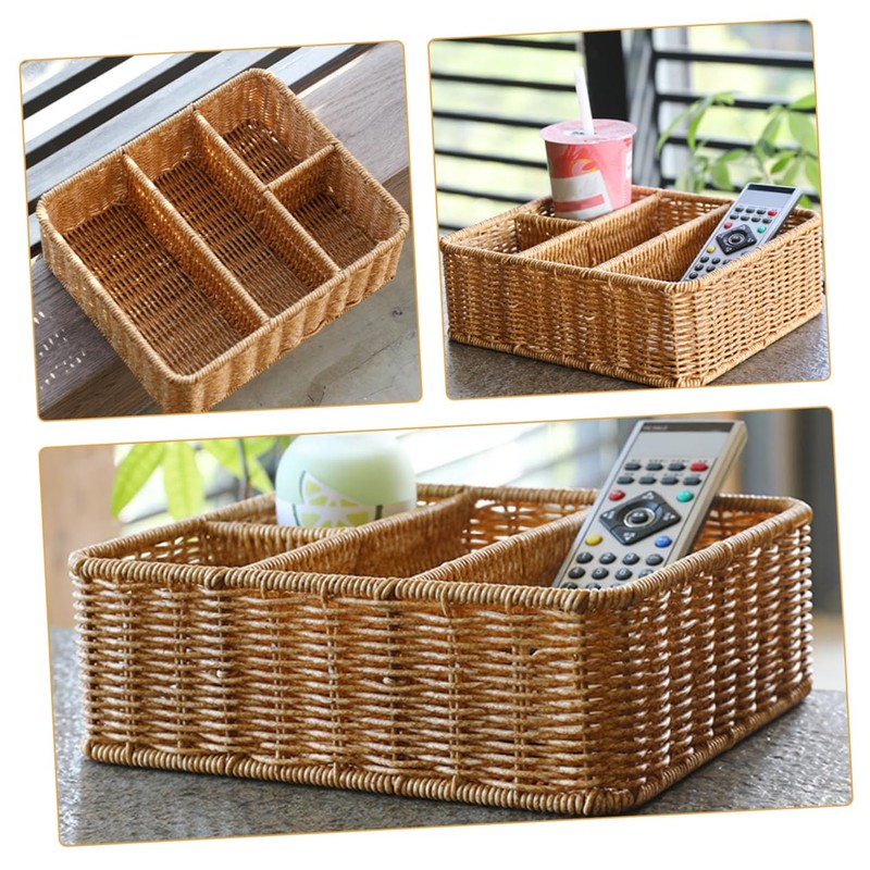 LABRIMP Woven Storage Basket Cosmetic Organiser Drawer Dividers Organizer Decorative