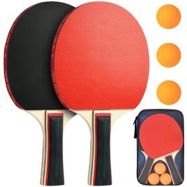 Cisixin Table Tennis Set, 2 Table Tennis Bats, 3 Balls, table Tennis Racket Set, with Carry Bag