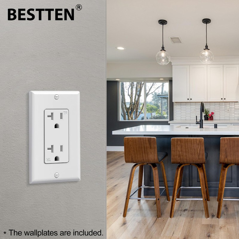 BESTTEN 20 Pack 20 Amp Decor Wall Receptacle Outlet, 20A