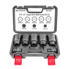 BILITOOLS 12 Point Axle Nut Socket Set, 1/2" Drive Spindle Axle Nut Impact Deep Socket Set 14mm 17mm 19mm 30mm 32mm 34mm 35mm 36mm