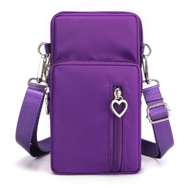 JANKS Small Crossbody Bags for Women Mini Cell Phone Purses with Crossbody Strap Phone Wallet Shoulder Bag Nylon Arm Bag, A-purple
