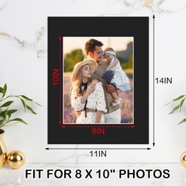 15 Pack 11x14 Black Picture Mats, Frame Mattes for 8 x10 Pictures Display Photo Frame Mat Core Bevel Cut Mat Board Show Kit for Photos, Prints, Artworks