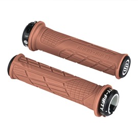 FIFTY-FIFTY Mountain Bike Handlebar Grips, Single Lock-on MTB Grips, Comfortable Bicycle Locking Grips, Non-Slip MTB Handle Grips for All Mountain, Enduro, Downhill (Brown)