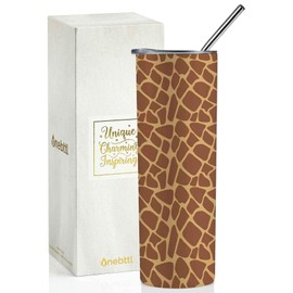 Onebttl Giraffe Gifts, Giraffe Pattern Printed, 20oz Insulated Stainless Steel Tumblers with Lids and Straws, Perfect Gifts for Giraffe Lovers, Mom Girl Women, for Christmas, Birthday, Thanksgiving