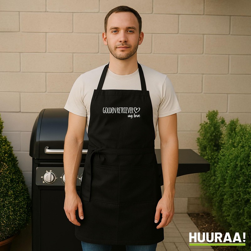 Huuraa Apron Golden Retriever My Love Gift Cotton Golden Retriever
