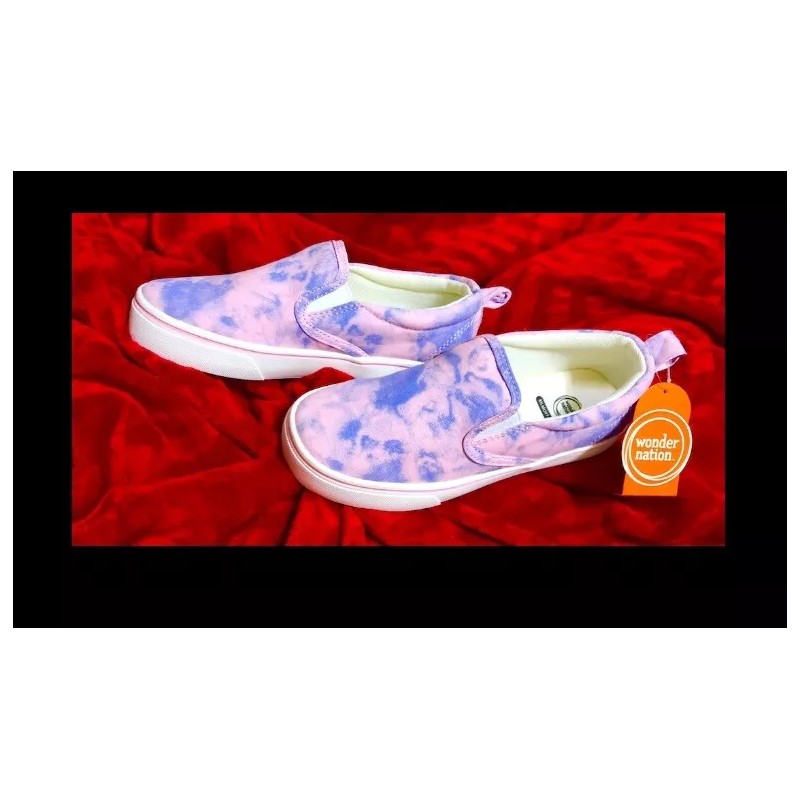Wonder Nation Canvas Girls Slip On sneaker w Memory Foam