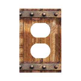 Farmhouse Barn Door 1 Gang Outlet Covers Duplex Receptacle Wall Plate Decorative Electrical Faceplate Lightswitches for Home Kitchen Decor
