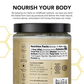 Drizzle White Raw Honey - All Natural Pure Raw Honey, Unfiltered & Unheated, Use in Tea & Coffee, Sugar Substitute, Certified Kosher - 13.2 oz Jar (375 g)