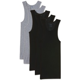 Gildan Platinum mens A-shirts Multipack Undershirt, Black/Grey (5-pack), Small US