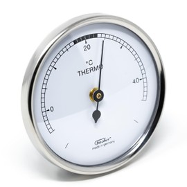 Fischer 151CR Raumthermometer - 68 mm Bimetall-Thermometer - Kunststoffgehäuse Silber - Edelstahl-Lunette - Made in Germany