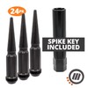 12x1.5 Spike Lug Nuts 4.37" 6 Lug Install Kit Black