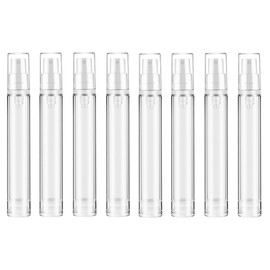 RemeeHi Vacuum Bottles 10ml 15ml 8pcs Pump Bottles Transparent Vacuum Emulsion Bottles Pump Type Airless Push Bottles Travel Bottles (Set of 8)