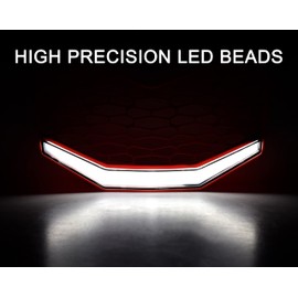 SAUTVS Front Red Grille with LED Light for Maverick X3, New Red Premium Front Bumper Mesh Grill with LED Light Bar for Can-Am Maverick X3 MAX Turbo R 2017-2024 Accessories