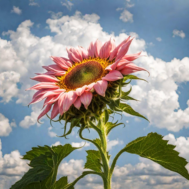 100 Strawberry Pink & White Sunflower Seeds: Heirloom Beauty for