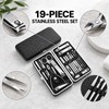 19-Piece Nail Clipper Set with Leather Case – Stainless Steel