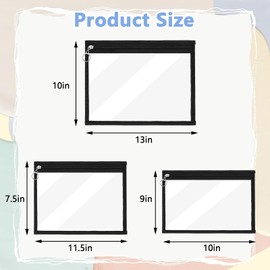 Tolare 9 Pack Clear Zipper Pouches, Foldable Multi-Purpose Waterproof and Dust Control Large Zipper Pouch, for Organizing Stationery, Cosmetics and Other Small Items（Zipper Model）
