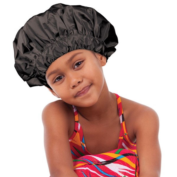 DONNA Kids Shower & Conditioning Satin Cap 1pc, Black Color