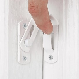 INIRET 4 Packs 90 Degree Matte White Flip Barn Door Lock,Protect Privacy-Security Gate Latch,Hook Lock Latch for Barn,Sliding Door Antique Lock Gate Latches Wine Cabinet Closet Door Latches.