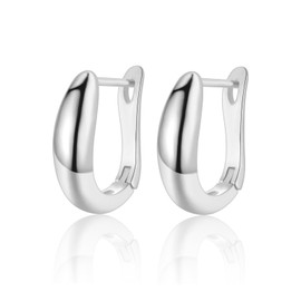 Earrings Silver/Gold Oval Hoop Earrings for Women Earrings Gift for Women Girlfriend Mum Girls, White Gold