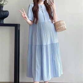Mamkong Short-Sleeve Maternity Dress for Pregnant Women - Summer Maternity Wear Maternity Dress M