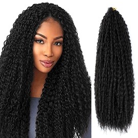 Brazilian / 5-piece pack wavy extensions for braiding crochet/per piece 90 g / premium hair real hair look + a satin night cap gift (20 inches / 50 cm, 1B)
