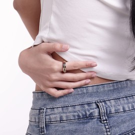 Muses Art Design Fidget Rings, Anxiety Rings, Spinner Rings, Band Rings with Birthstone, Stainless Steel, Women and Men, Meditation Rings, Thumb Rings, Stress Relieving and Anxiety Reducing