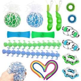 VEQENIFY Fidget Toys Set of 20 Anti-Stress Toy Set, Anti Stress Toys, Squeeze Toy, Finger Toys, Squeeze Toys, Anxiety Relief Finger Toys, Anti-Stress Toy for Children Adults