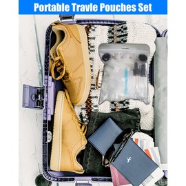 Paquete de 17 bolsas de viaje para artículos de tocador, aprobado por la TSA, contenedores portátiles de tamaño de viaje, bolsa de pie, accesorios de viaje recargables para champú, acondicionador