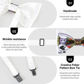 CHEIVEMENG Men's Poker Bow Tie Satin Silk Pre-tied Solid Bow Ties for Men with Gift Box