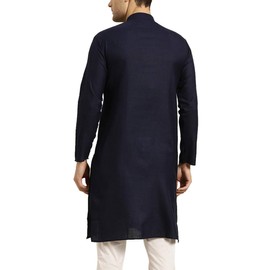 SOJANYA (Desde 1958), algodón para hombre, solo Kurta, Azul marino, Small