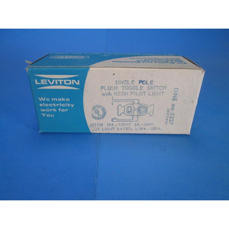 Leviton Vintage LEVITON Flush Toggle Switch & Neon Pilot Light