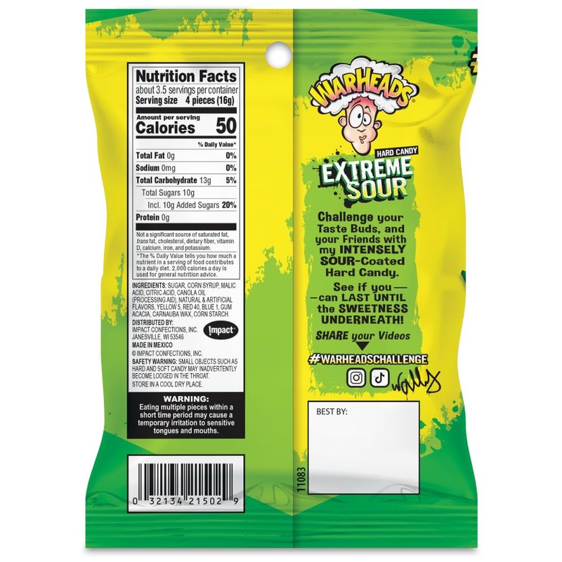 WARHEADS - Extreme Sour Hard Candy - Assorted Flavors -