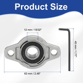 sourcing map Pillow Block Bearing 15/32" (12mm) Bore Zinc Alloy Steel Mounted Flange Pillow Block Self-Alignment Insert Bearings Housing for Machinery Power Agriculture Pack of 2