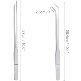 3 Pcs Aquarium Tweezers, Stainless Steel Feeding Tongs Straight and Curved Tweezers Set Long Handle Reptile Feeding Tongs for Aquatic Plants Lizards Spider Snakes