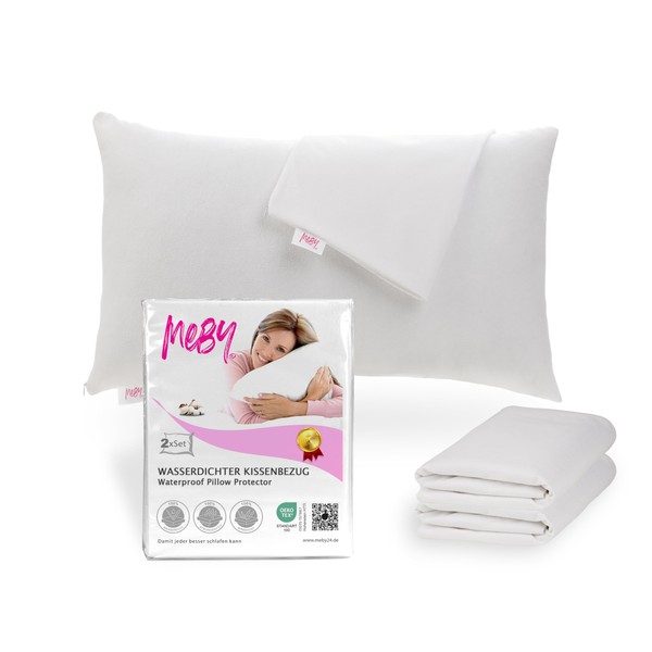 Set of 2 Waterproof Cotton Pillow Protectors with Hidden Zipper.