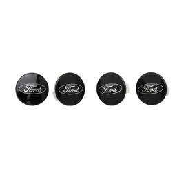 Set of Four 2 1/8" Black and Chrome Center Wheel Cap Kit, for Current and Late Model Ford Passenger Cars - Does not fit Ford Truck or SUV Wheels