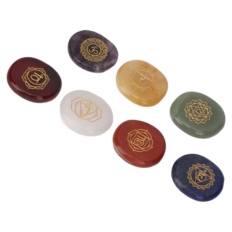 7 Pcs Rune Stones Set Different Color Smoother Yoga Stone