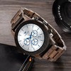 VICVS Men's Wooden Watch, Natural red Sandalwood/Black Walnut Japanese Quartz