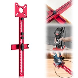 XASMA 4in1 Router Milling Groove Bracket, Aluminum Alloy Circle Cutting Jig for Cabinet Hardware, Woodworking Router Guide, Adjustable Tool, Red