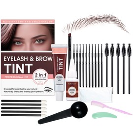 2 en 1 Tinte de Pestañas y Cejas,Kit de Laminación de Cejas,Kit Profesional de Levantamiento de Cejas, DIY de Levantamiento de Cejas para Dar Forma Natural a las Cejas,Cejas Más Gruesas,Fácil de Usar y Resultados Duraderos (01# chestnut)
