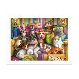 PieceRelax Plastic Jigsaw Puzzles for Adults 300 Pieces - Image World - Cute Pet Portrait Most Satisfying Table Games and Gifts No Puzzle Mat Required [H3566]