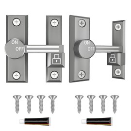 I-EASYDWW Barn Door Lock, 90/180° Heavy Duty Flip Latch, Durable Zinc Alloy Security Lock for Bathroom, Bedroom, Garage, Cabinet, Barn (Gray, 2 Pack)