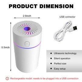 DXNQ Car Fragrance Diffuser, USB-Powered Car Air Freshener Mist Humidifier Essential Oil Diffuser, Portable Car Air Freshener Aromatherapy Diffuser for Vehicle, Car Accessories (White)