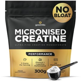 Micronised Creatine Monohydrate Powder | 2 Month Supply, 300g, 60 Servings | No Bloating, Ultra Fine Grade, Easily Mixed | Includes Scoop | Unflavoured
