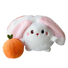 Animal Plush Doll Adorable Soft Reversible Persimmon Plush Toy Pillow Decoration for Home Bed Rabbit L 25cm / 9.8in