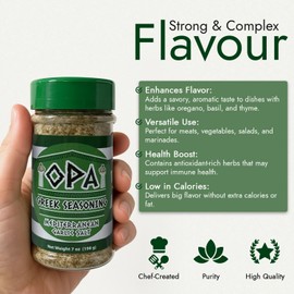 OPA Greek Seasoning - 7 Ounce Greek Seasoning Blend with Herbs and Spices for Meats, Vegetables, Grilling, and Everyday Cooking - Green Shaker Jar (Mediterranean Garlic Salt)
