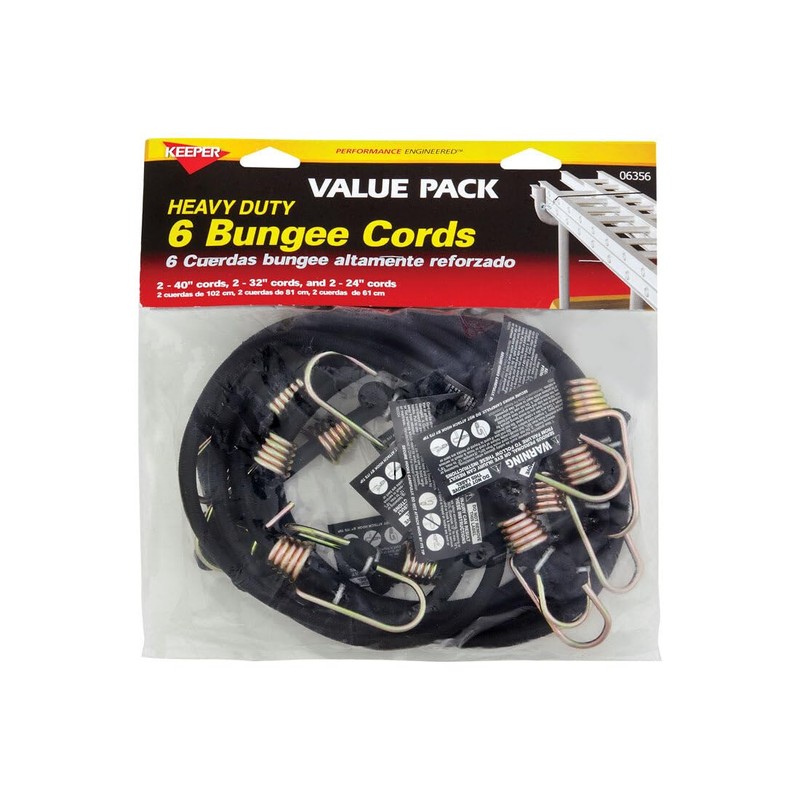 Keeper 06356 Heavy Duty Bungee Cord, 6 Piece