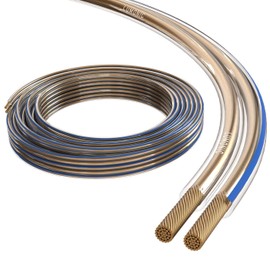 Lumonic Speaker Cable | 10 m Transparent | 2 x 0.5 mm² CCA | Blue Marking HiFi Speaker Cable | Audio Twin Cable